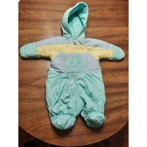 Vtg Frost Fighter Baby One Piece Insulated Hooded Snowsuit Sz 0-9 Months